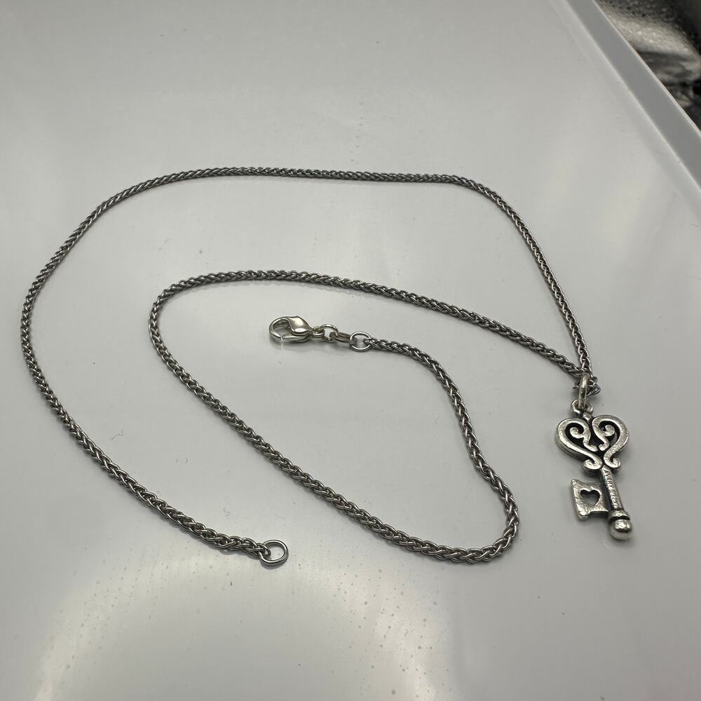 James Avery Key to My Heart Sterling Charm on Spiga Necklace w/ Box